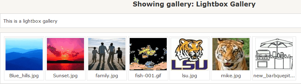 Moodle will then show users what pictures and in what order they will appear to students upon clicking on the lighbox gallery link in the "Course Outline" screen.