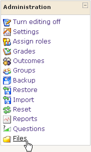 Click the "Files" link under "Administration".
