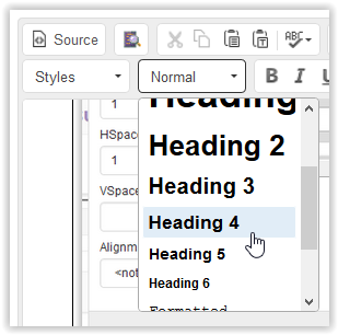 Header 4 in the formatting dropdown