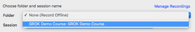 Session drop down menu