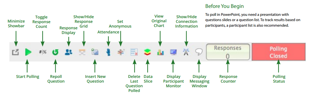 polling control bar in powerpoint taskbar