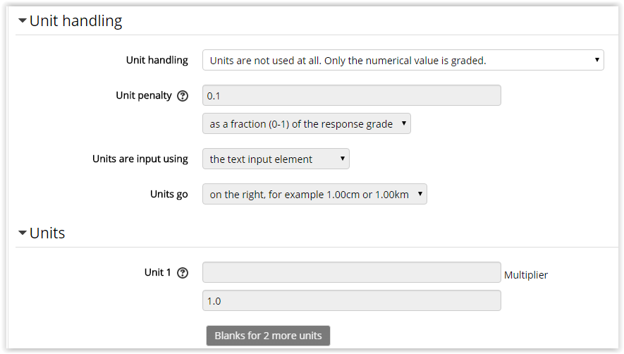 Unit Handling tab and Unit tab