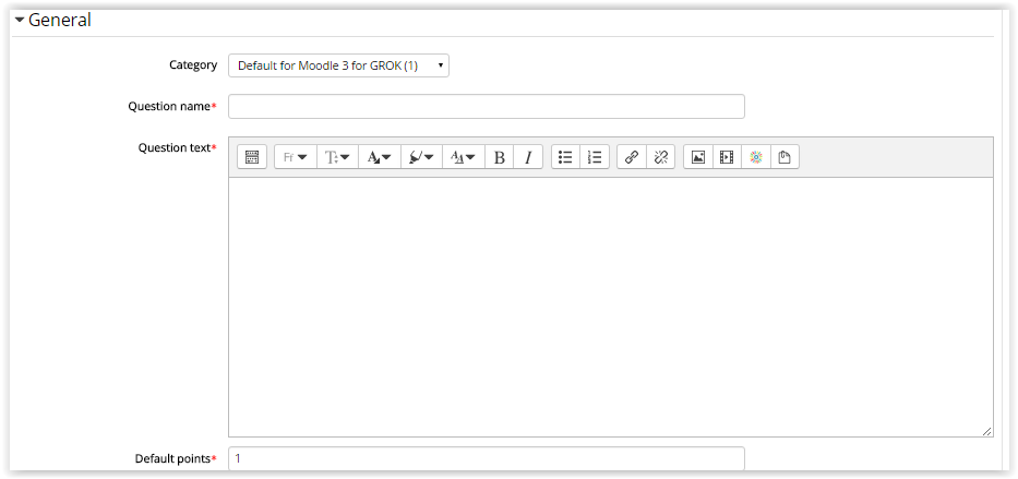 general settings for a multiple choice question