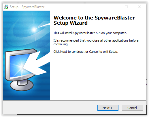 spyware blaster setup wizard intro