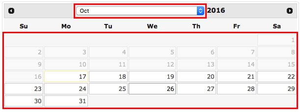 Month and day selector