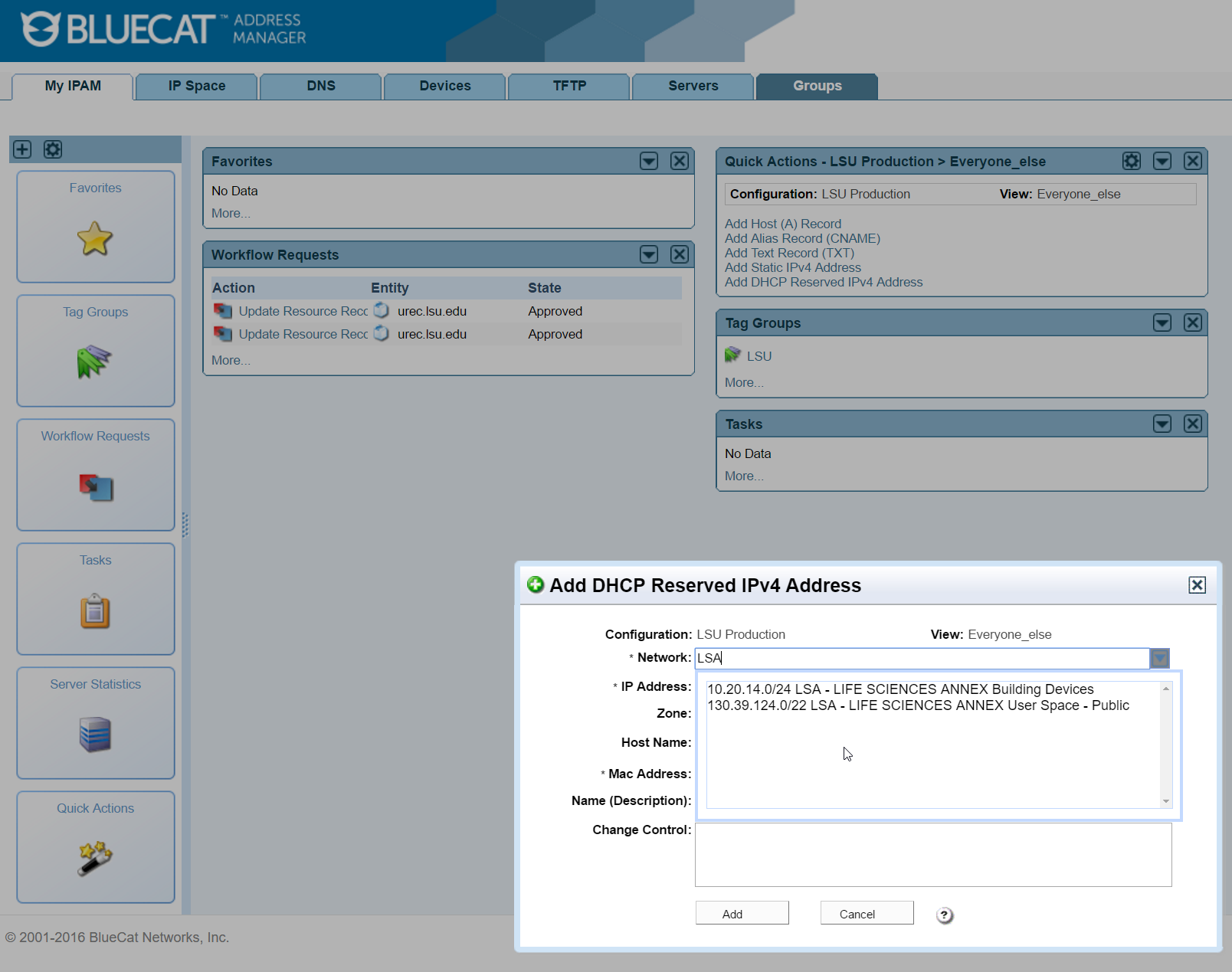 adding IP address to bluecat widget