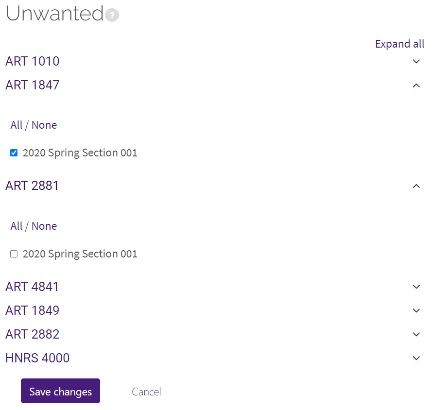 Options for Unwanted courses in Moodle 3