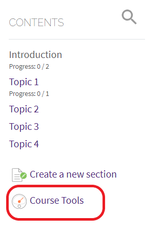 Course Tools Button location