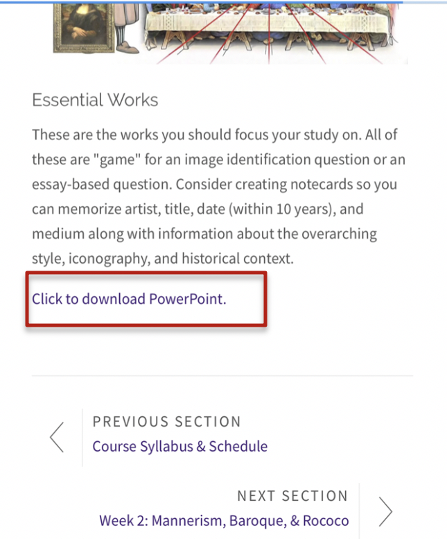 moodle course resource link highlighted