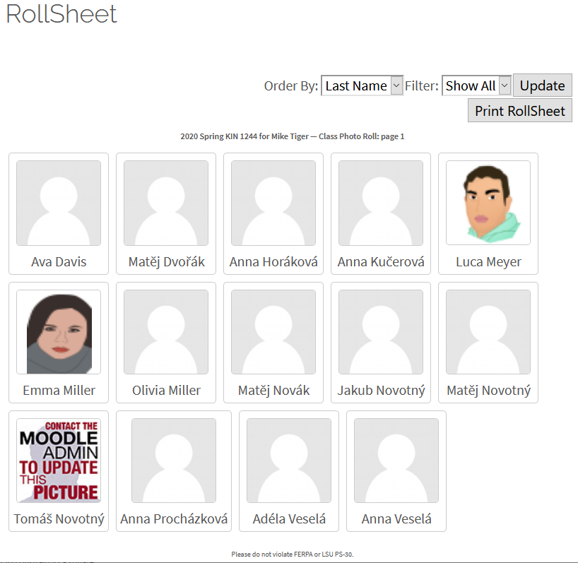 Photo Roll sheet with participant avatars