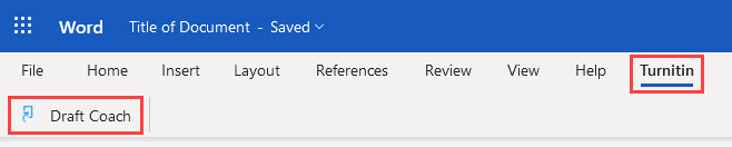Draft Coach Add-on tab in Word Online menu