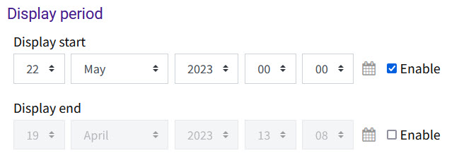 Display period settings