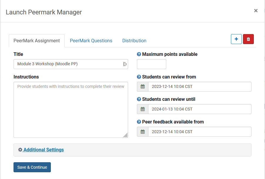 PeerMark Assignment Setup