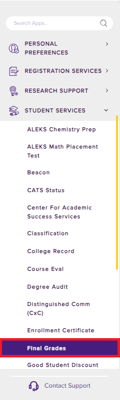 Final grades boxed in red on myLSU portal