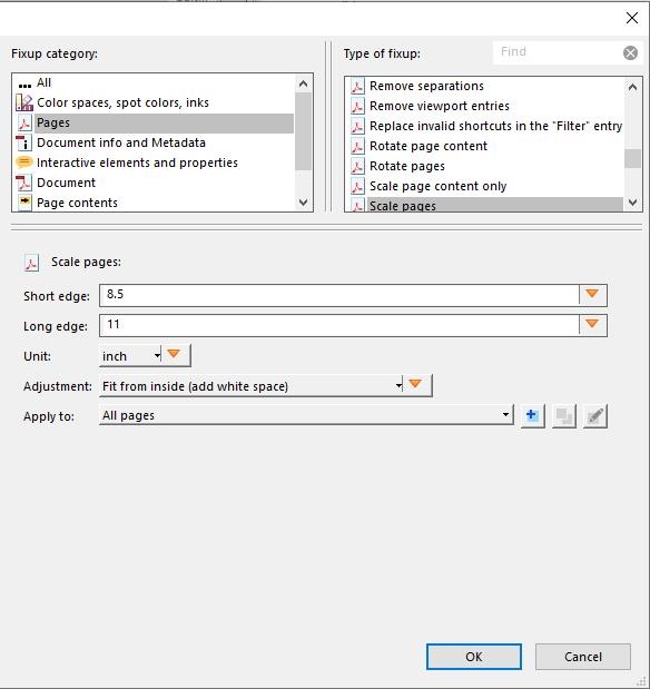 Length and width settings and scaling