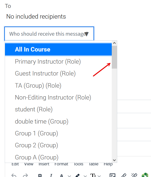 Recipients list in Moodle Mail