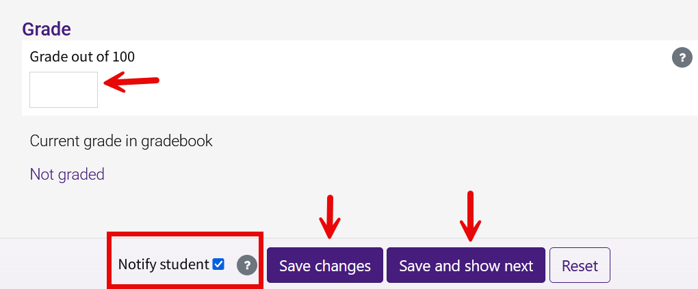 Assignment grading screen save grade