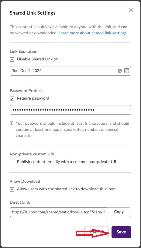 save button highlighted