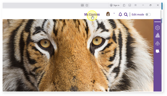 Moodle homepage with My Courses link highlighted
