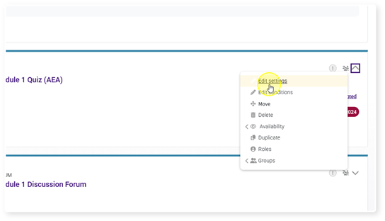 Edit settings link highlighted