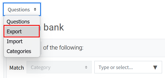 Export selected from dropdown menu